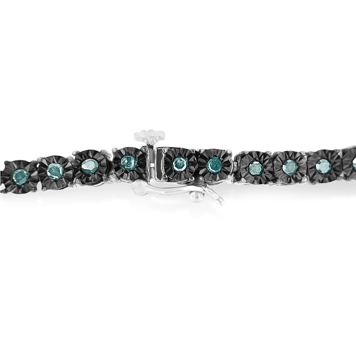 Tennis bracelet black rhodium plated .925 silver 1.0 cttw blue enhanced diamonds, 7 inches long on Tampa Home & Garden Store