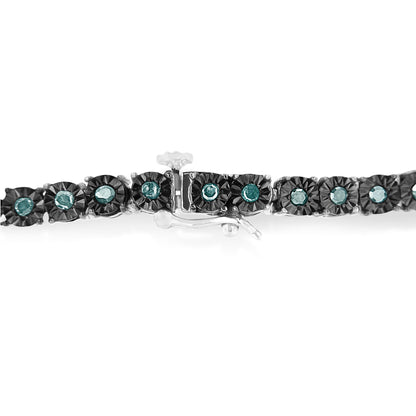 Tennis bracelet black rhodium plated .925 silver 1.0 cttw blue enhanced diamonds, 7 inches long on Tampa Home & Garden Store