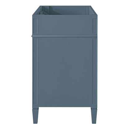 Indigo bathroom vanity cabinet with 2 drawers and tip-out drawer, tall base with panel trim on Tampa Home & Garden Store