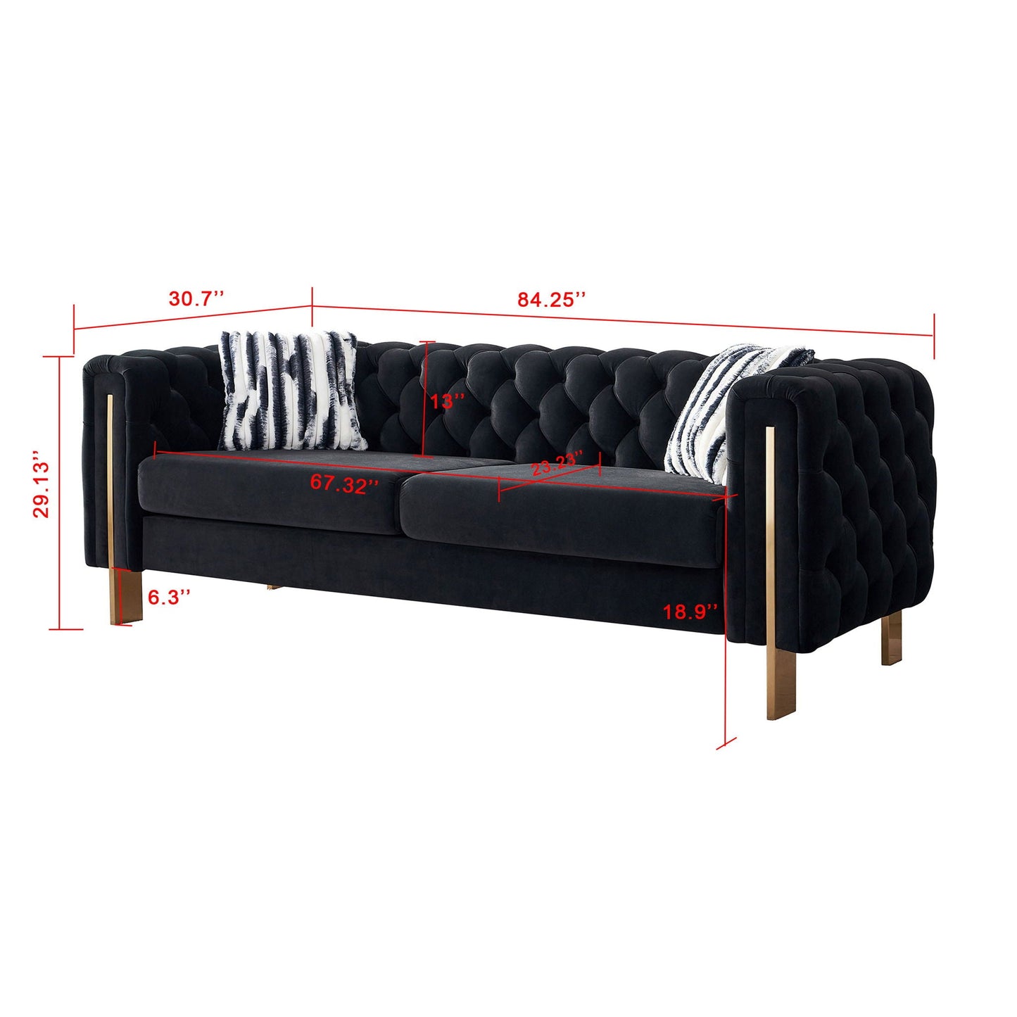 Modern Chesterfield Tufted Sofa and Metal Legs