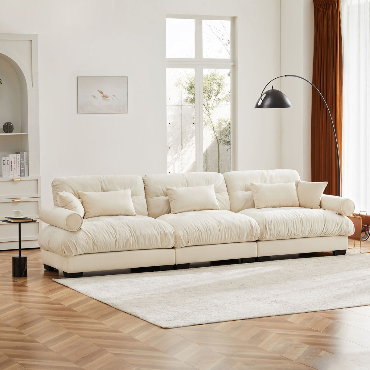 Large Modern Sofa With Cloud Comfort And Pillows