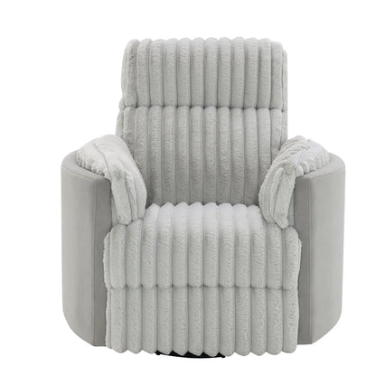 Emee corduroy swivel glider recliner in gray with vertical cushions by Unique Piece Furniture on Tampa Home & Garden Store