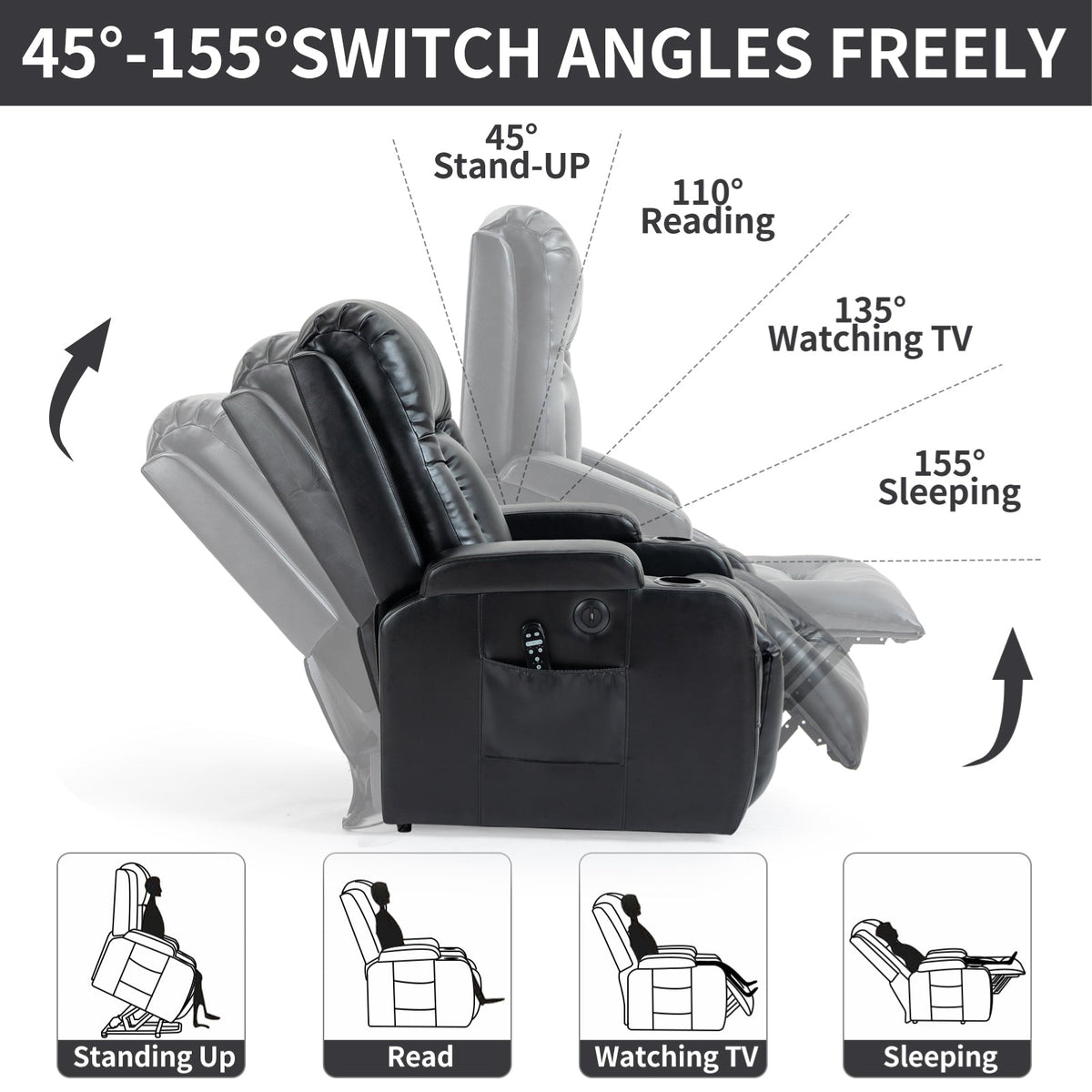 Infinite Position Power Lift Recliner for Elderly