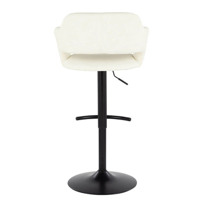 Margarite adjustable barstool set of 2, cream upholstery, swivel with rounded T footrest on Tampa Home & Garden Store