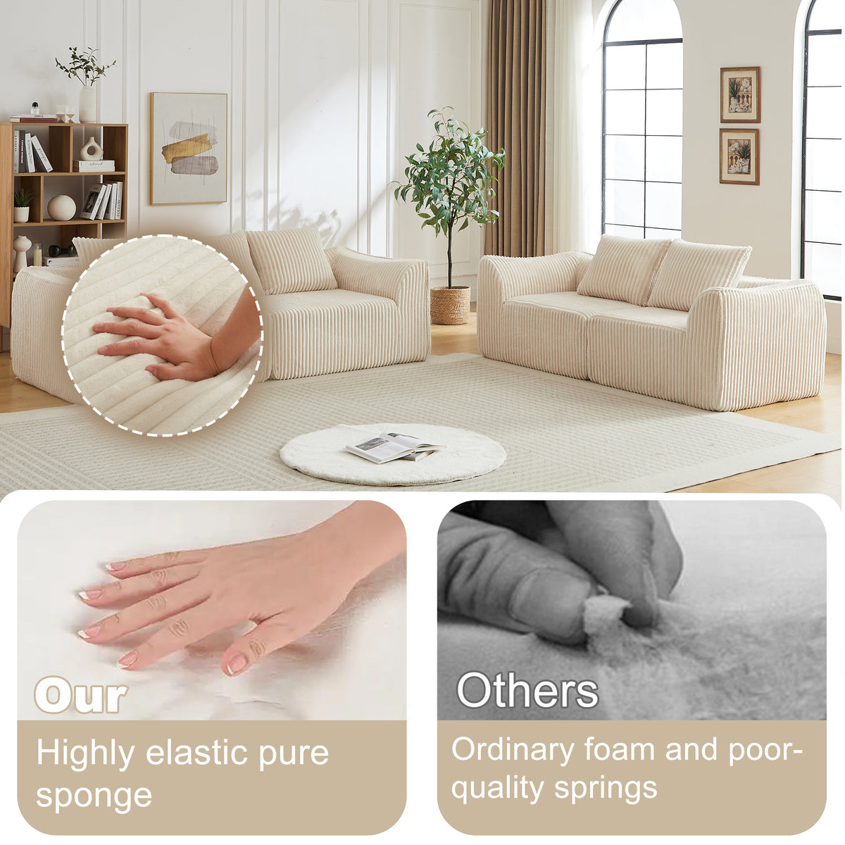 Minimalist Corduroy Seater Sofa and Bench
