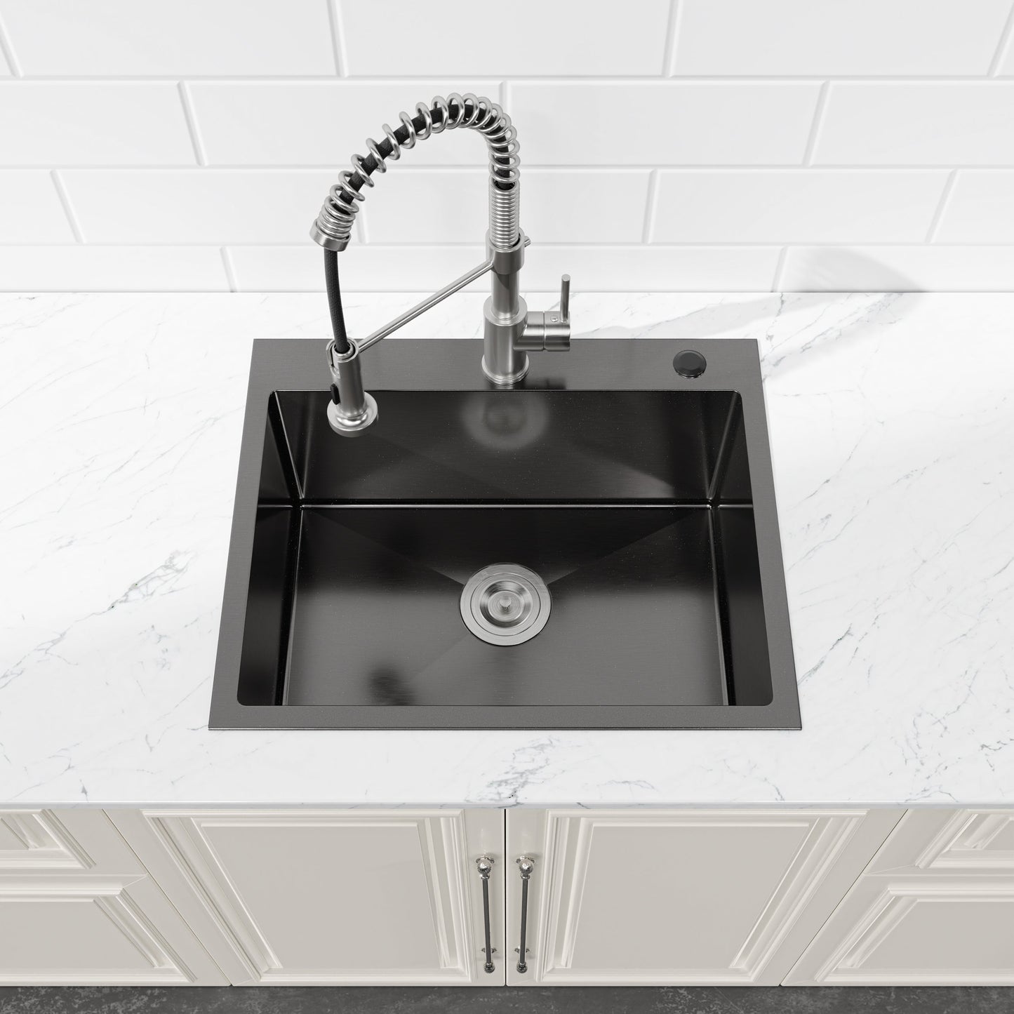 Stainless steel undermount handmade kitchen sink 23x19 with spring-coil faucet HouseOfZazla on Tampa Home & Garden Store