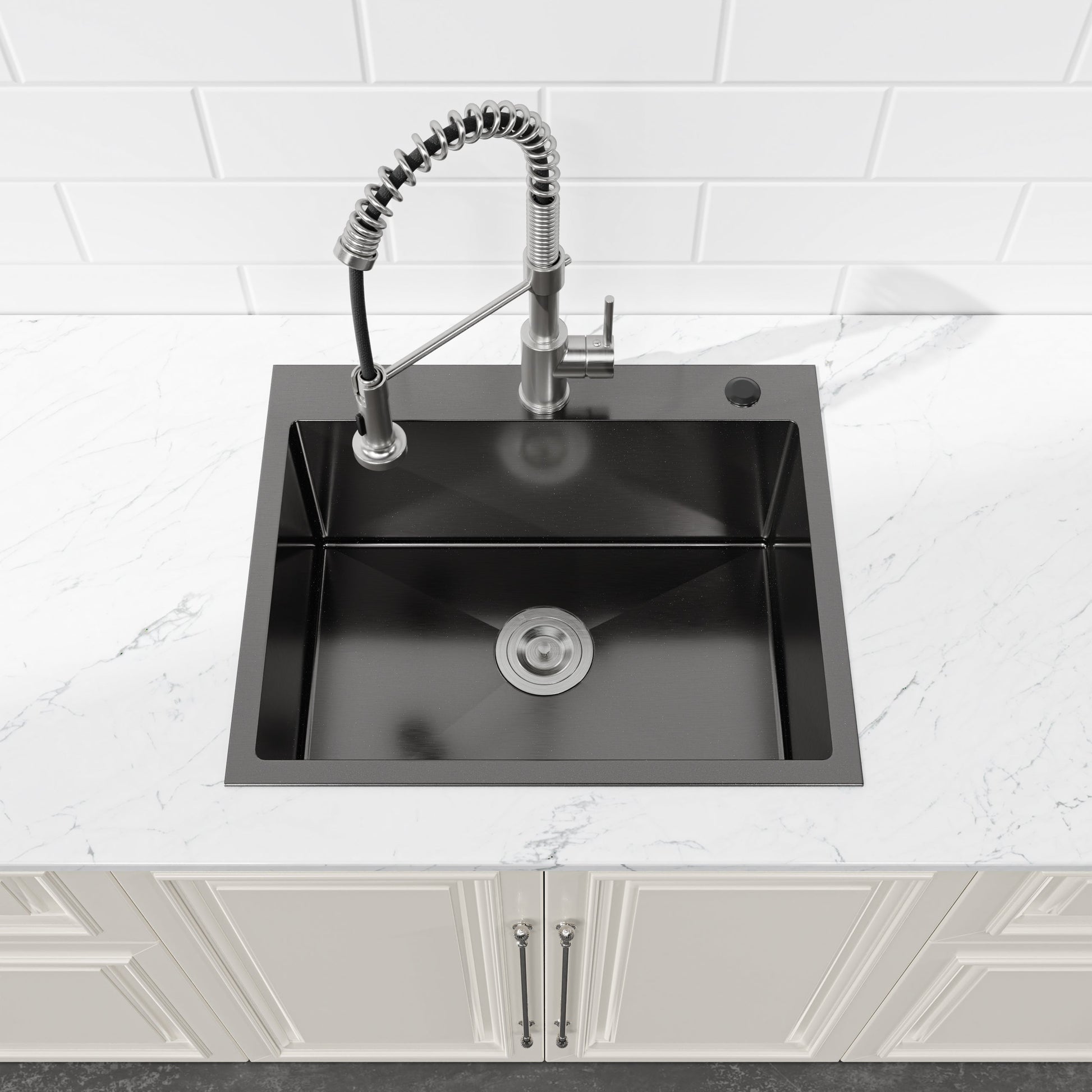 Stainless steel undermount handmade kitchen sink 23x19 with spring-coil faucet HouseOfZazla on Tampa Home & Garden Store