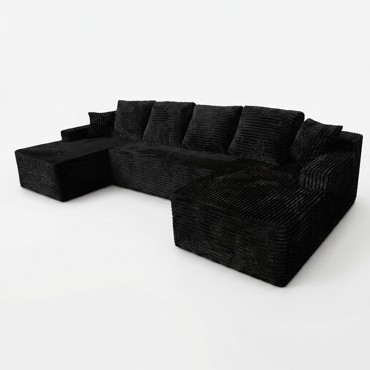 131-Inch Modular Sectional Oversized Sofa 3-piece black woven upholstery HouseOfZazla on Tampa Home & Garden Store