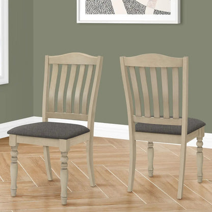 Dining chairs upholstered in gray with slatted backs and light wood finish, set of 2 on Tampa Home & Garden Store