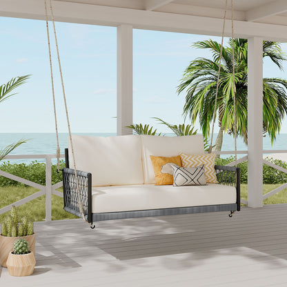 Beige Outdoor Swing Sofa with Soft Cushions