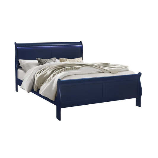 Charlston 5 Piece Bedroom Set With LED Headboard in navy blue by HouseOfZazla on Tampa Home & Garden Store