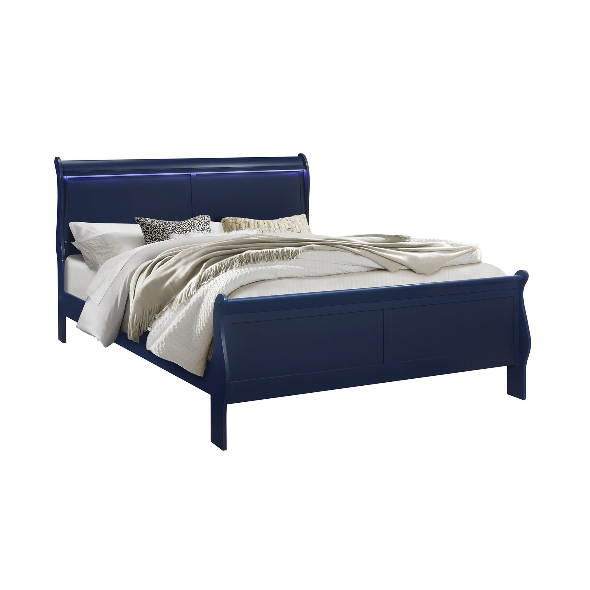 Charlston Bed With LED, blue sleigh bed frame by HouseOfZazla on Tampa Home & Garden Store