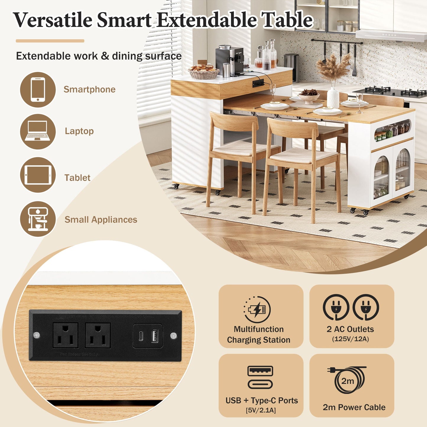 Extendable dining table with folding top rolling island drawers outlets HouseOfZazla on Tampa Home & Garden Store