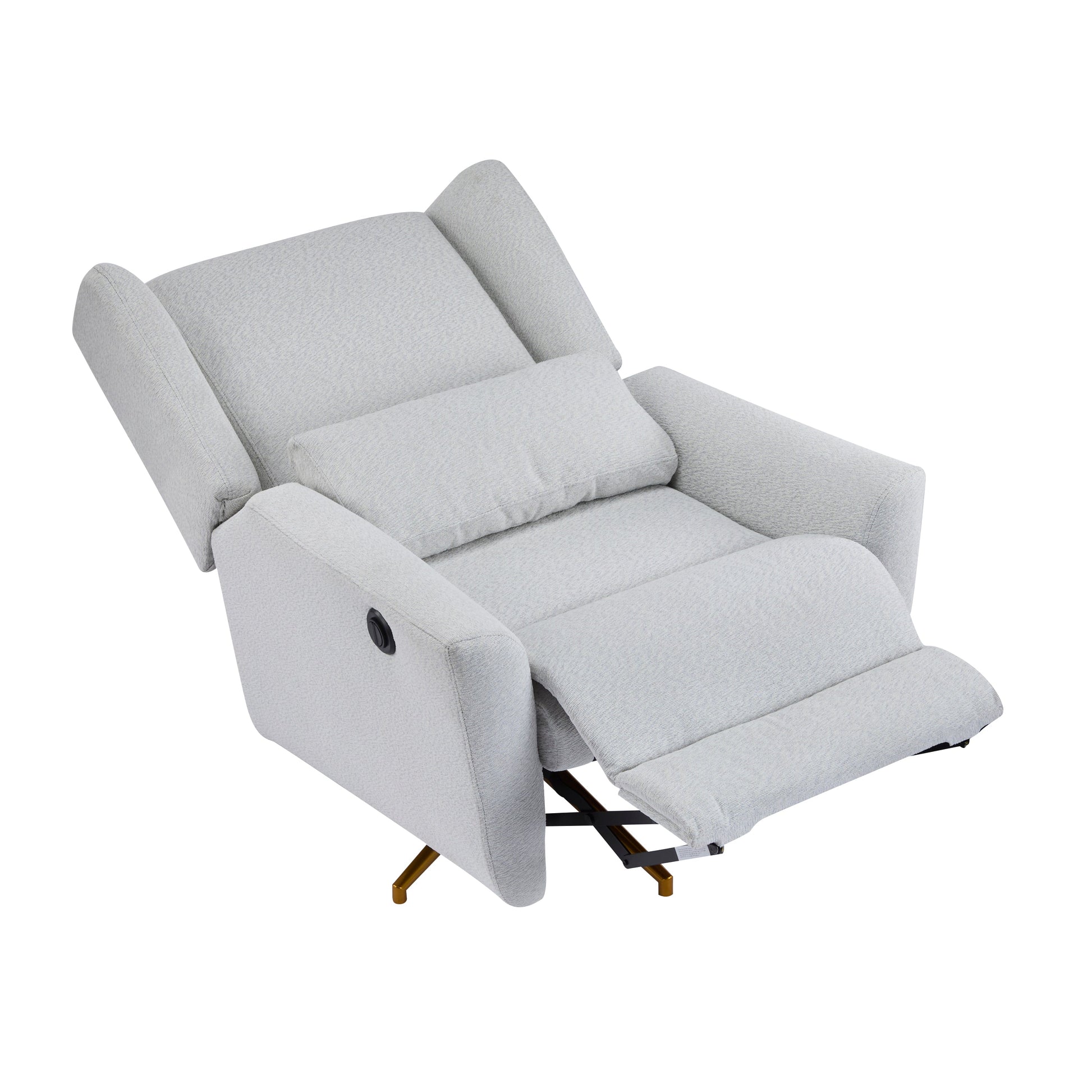 Power recliner chair gray upholstered fabric 360° swivel with footrest HouseOfZazla on Tampa Home & Garden Store
