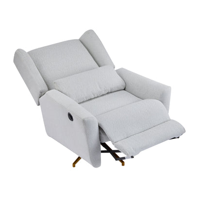 Power recliner chair gray upholstered fabric 360° swivel with footrest HouseOfZazla on Tampa Home & Garden Store