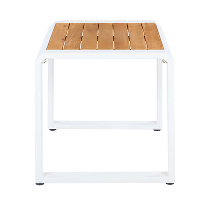 Durable Outdoor Side Table with a Teak Top