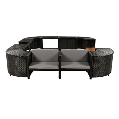 Outdoor Rattan Spa Frame and Modular Storage Seat