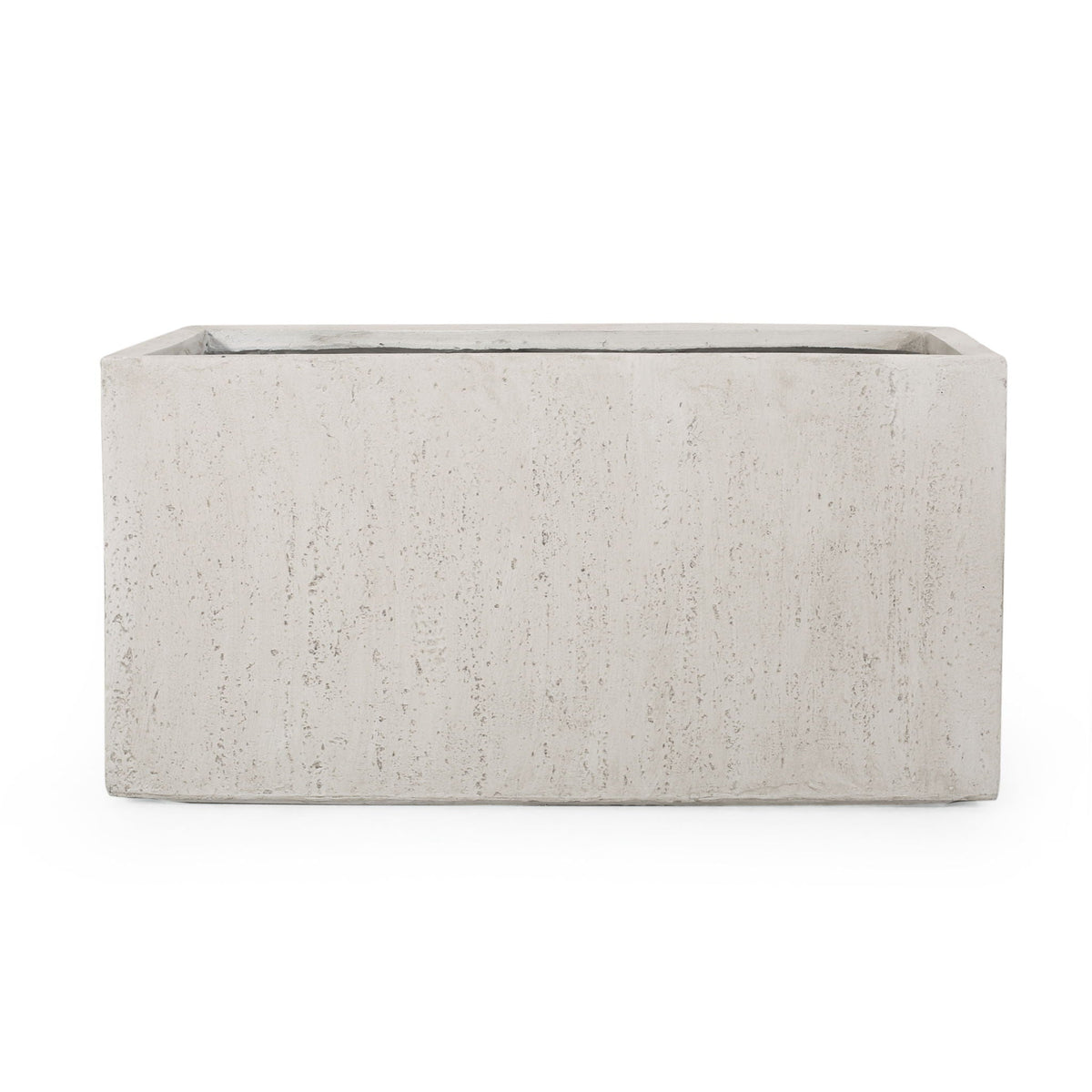 Modern outdoor planter, rectangular concrete planter with light gray textured finish on Tampa Home & Garden Store