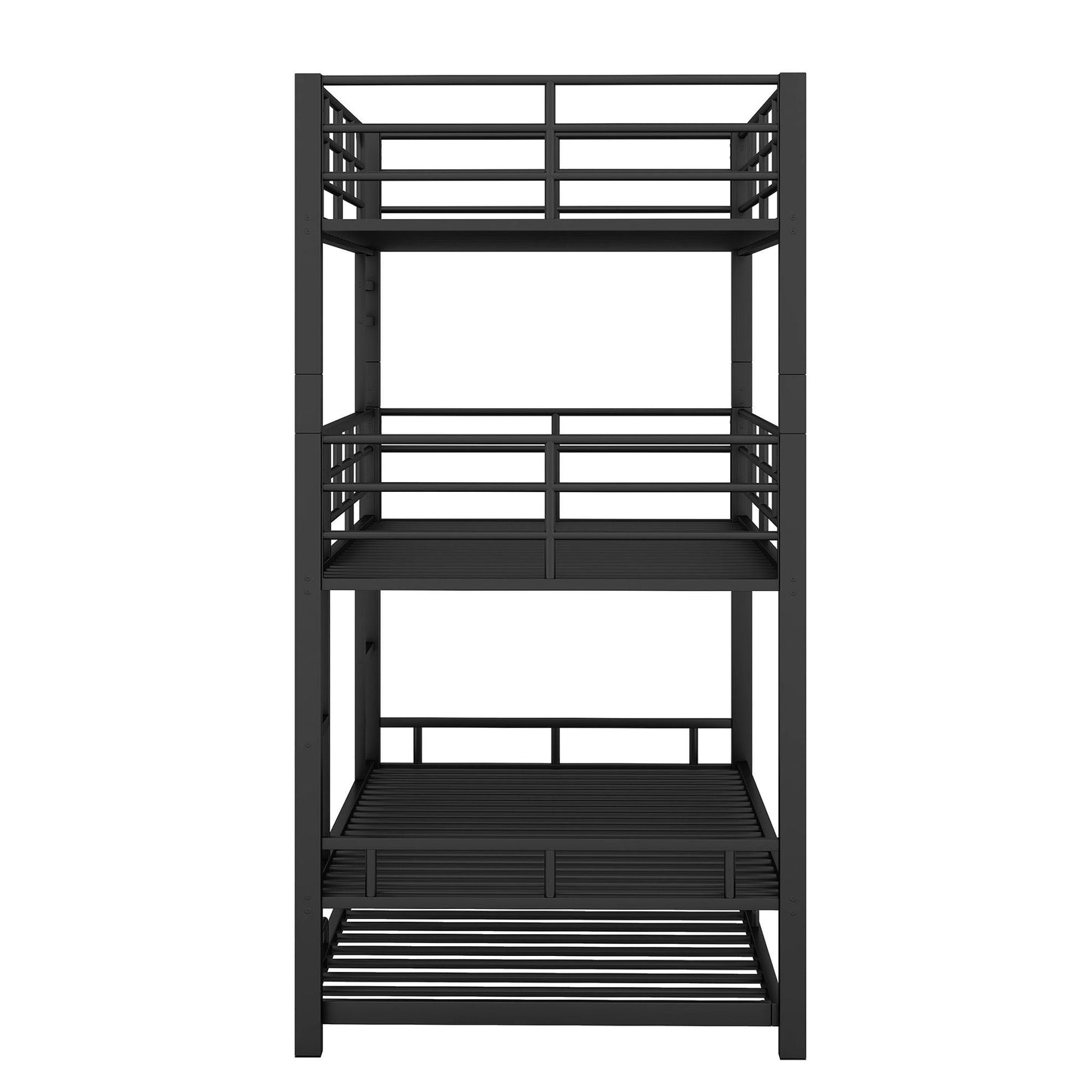 Triple bunk bed with trundle by HouseOfZazla in black heavy-duty steel construction on Tampa Home & Garden Store