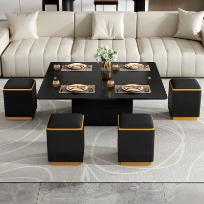 Lift Top Coffee Table with Storage Stools