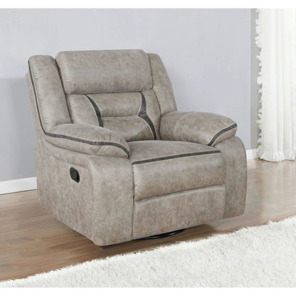 Brazelton Swivel Glider Recliner in taupe microfiber fabric by Unique Piece Furniture on Tampa Home & Garden Store
