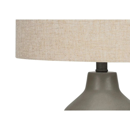 Concrete Table Lamp with Fabric Drum Shade