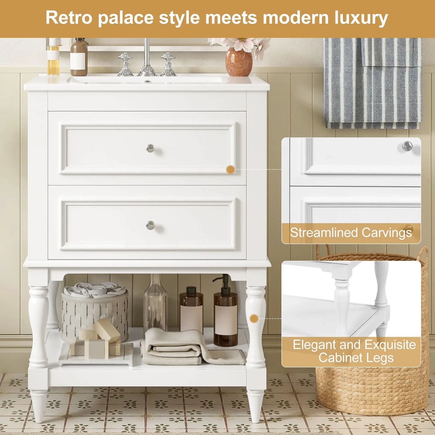 Bathroom Vanity Sink and Two Drawers Storage