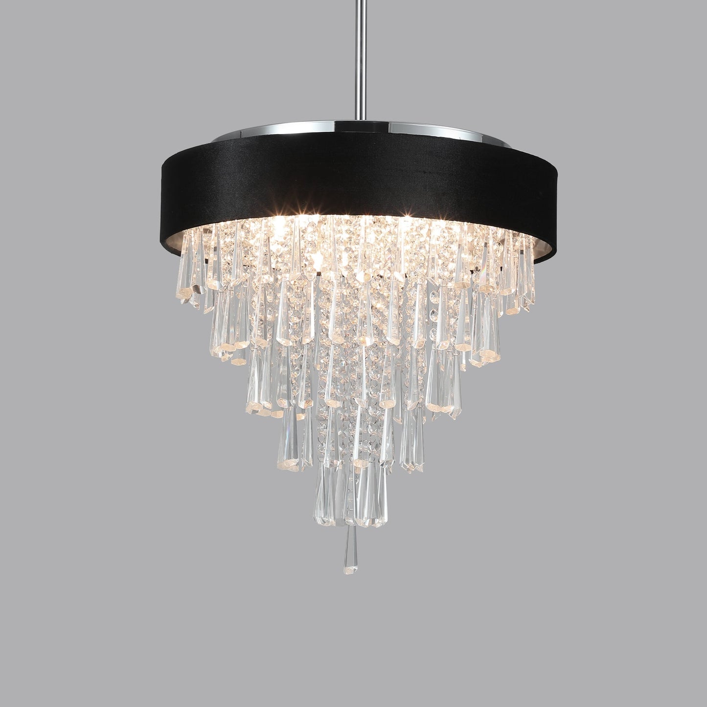18-inch Modern Crystal Chandelier with Black Velvet Shade HouseOfZazla crystal prisms on Tampa Home & Garden Store
