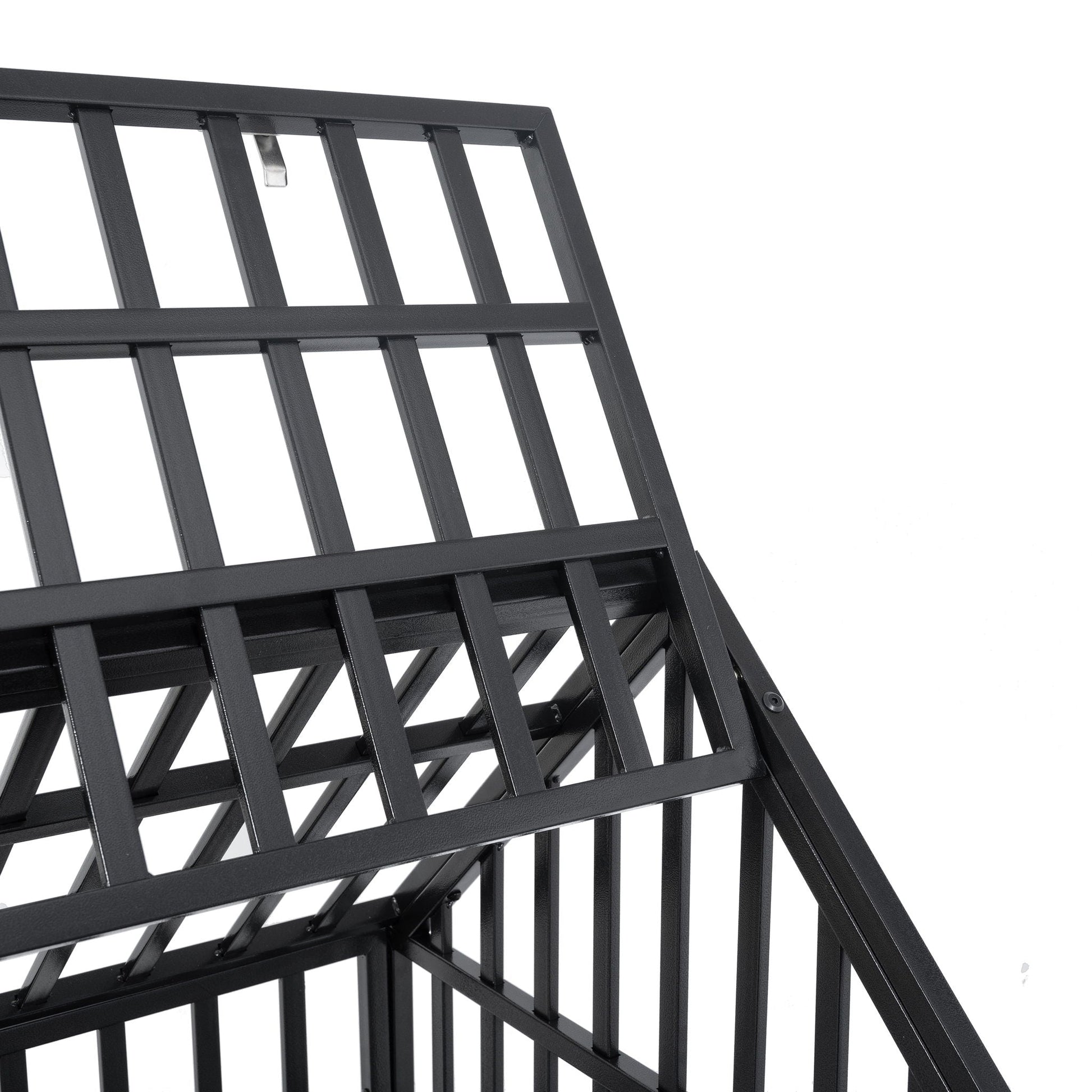 Heavy duty black metal dog crate frame with grid-style bars and sturdy construction on Tampa Home & Garden Store