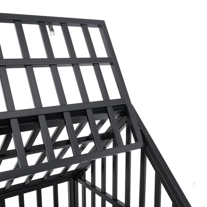 Heavy duty black metal dog crate frame with grid-style bars and sturdy construction on Tampa Home & Garden Store