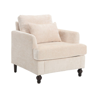 Modern Mid Century Wood Frame Armchair with Tufted Beige Upholstery, HouseOfZazla on Tampa Home & Garden Store