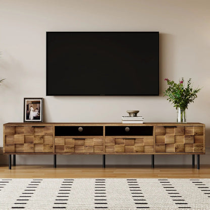 TV Stand with 2 Drawers and Cabinets Mid Century