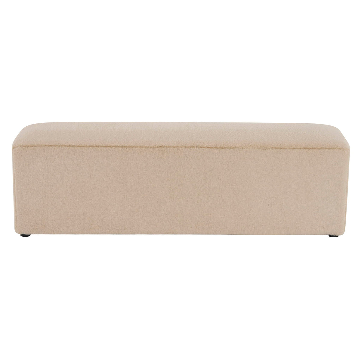 Long plush almond ottoman with ergonomic height in beige fabric by HouseOfZazla on Tampa Home & Garden Store