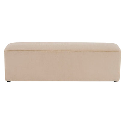 Long plush almond ottoman with ergonomic height in beige fabric by HouseOfZazla on Tampa Home & Garden Store