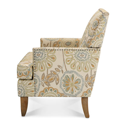Accent Chairs with cream floral upholstery, nailhead trim, wood legs on Tampa Home & Garden Store