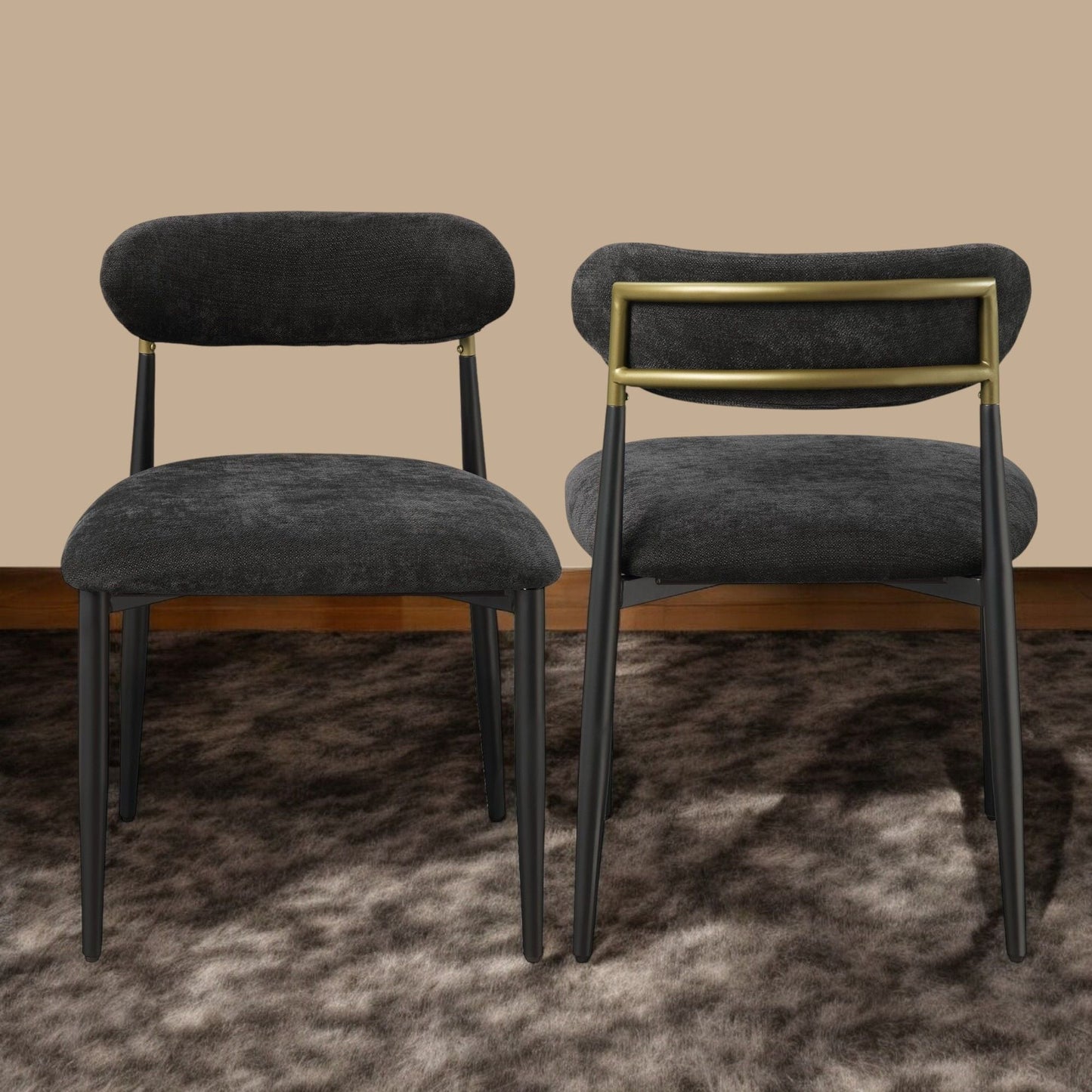 Jaramillo Side Chair set of 2 dark velvet with brass back frame HouseOfZazla on Tampa Home & Garden Store