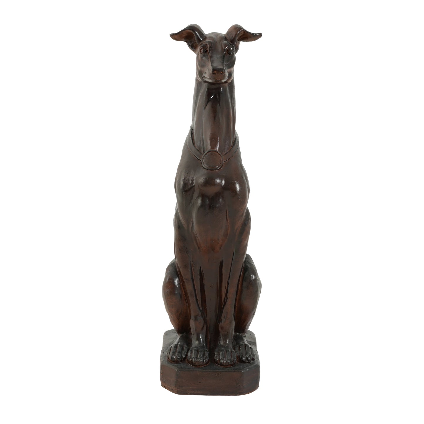 Crafted Cast Stone Greyhound Dog Statue On A Lawn