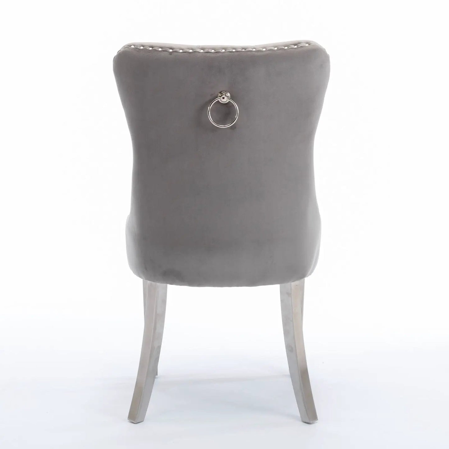 Nikki Dining Chair gray upholstery with silver ring pull by Unique Piece Furniture on Tampa Home & Garden Store