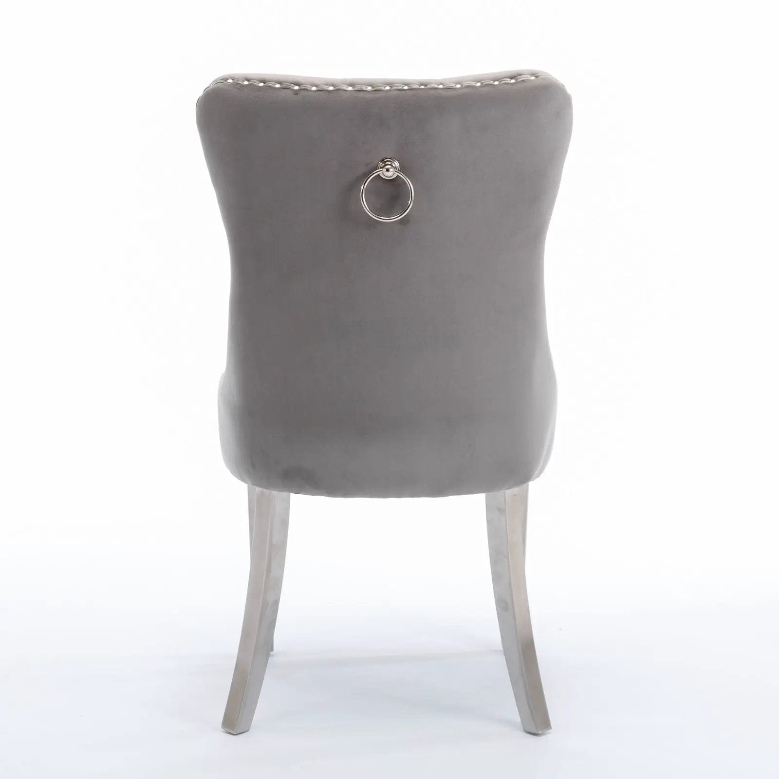 Nikki Dining Chair gray upholstery with silver ring pull by Unique Piece Furniture on Tampa Home & Garden Store