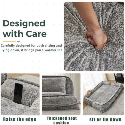 Double Human Dog Bed Loveseat Extra Large Floor Couch in gray plush fabric by HouseOfZazla on Tampa Home & Garden Store