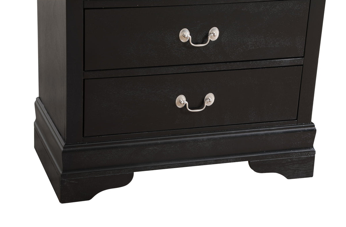Louis Phillipe Accent Chest black finish with silver drawer pulls HouseOfZazla accent table on Tampa Home & Garden Store