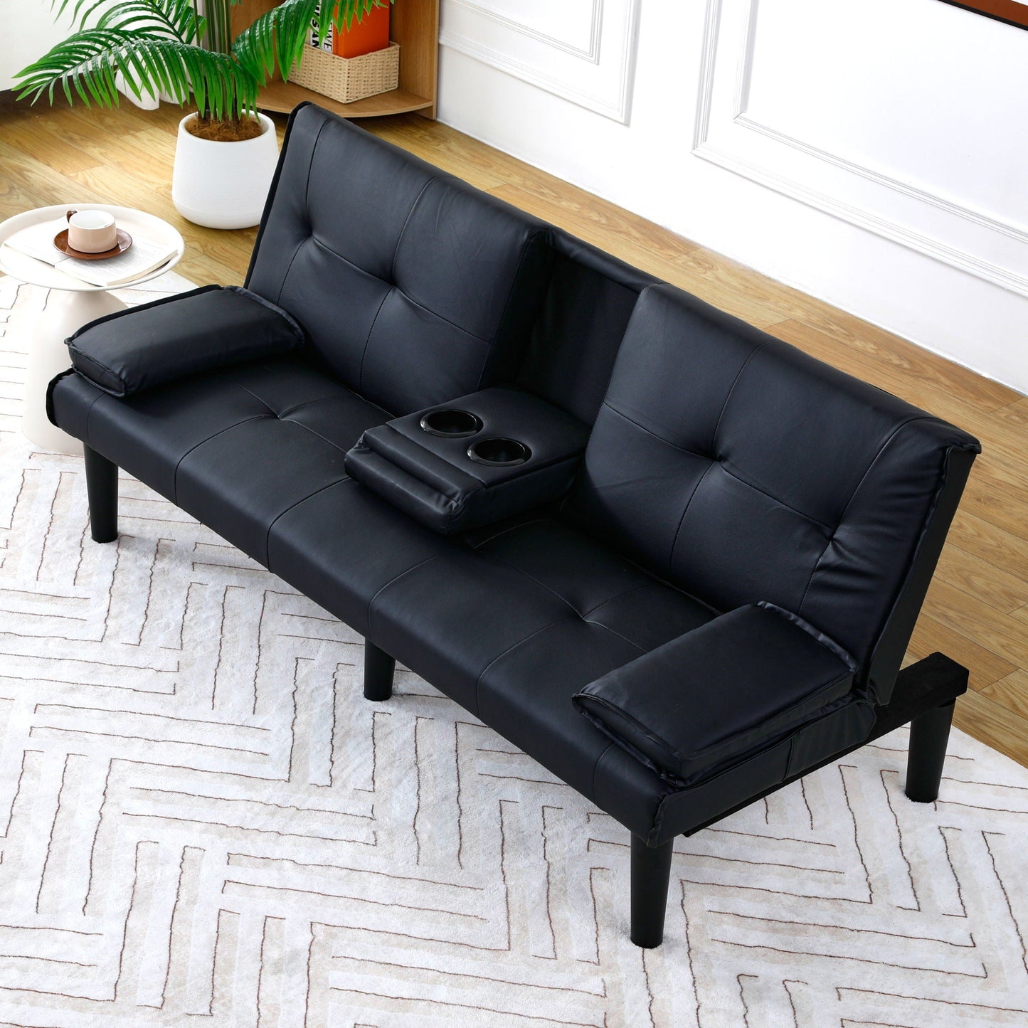 Compact Foldable Sofa Bed and Cup Holder