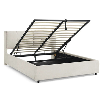 Storage platform bed with integrated headboard fabric black frame Unique Piece Furniture on Tampa Home & Garden Store