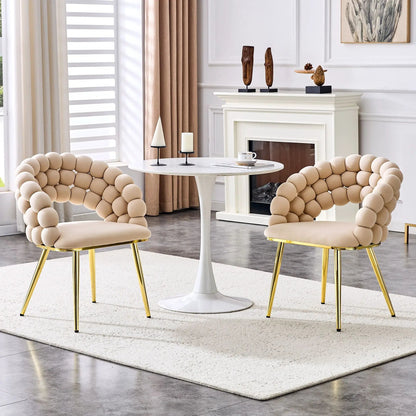 Puffy Bubble Ball Chain Dining Chairs Set of 2