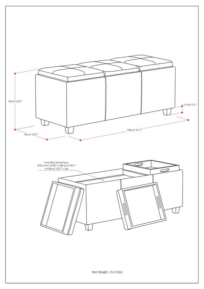Avalon Multi Functional Storage Ottoman Trays