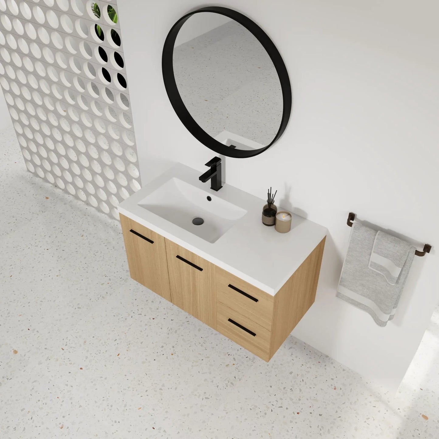 Wall Mounted Floating Vanity Sink and Drawers