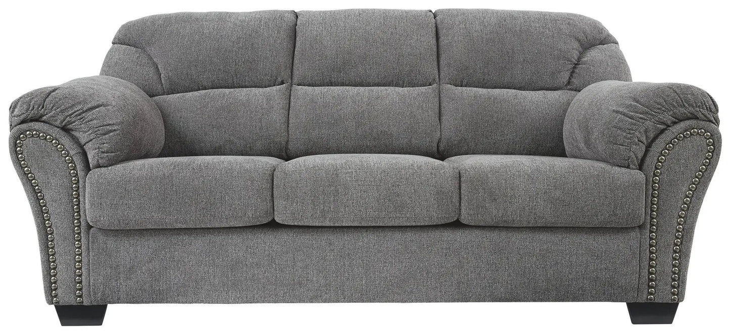 Allmaxx Sofa Pewter, three-seat with rolled arms and nailhead trim by Unique Piece Furniture on Tampa Home & Garden Store