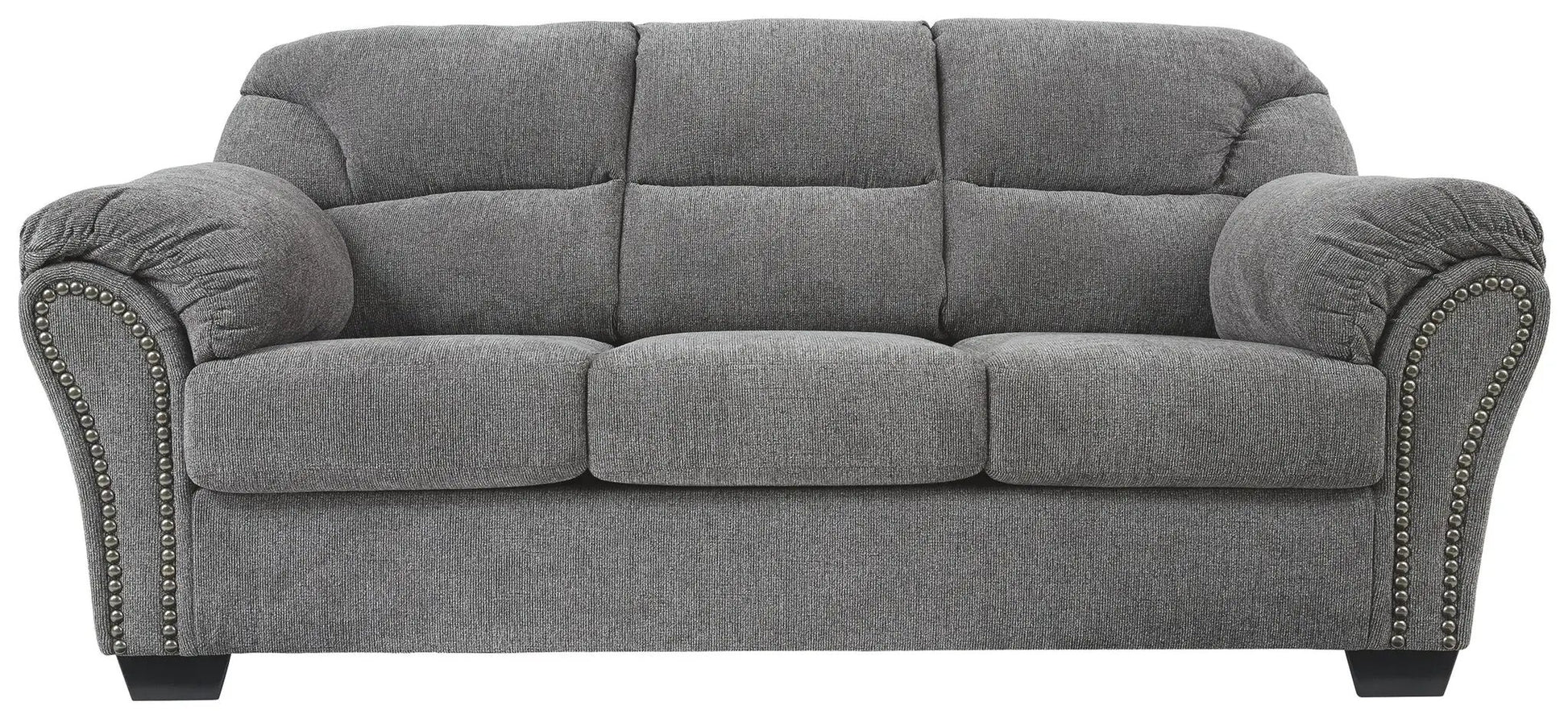 Allmaxx Sofa Pewter, three-seat with rolled arms and nailhead trim by Unique Piece Furniture on Tampa Home & Garden Store