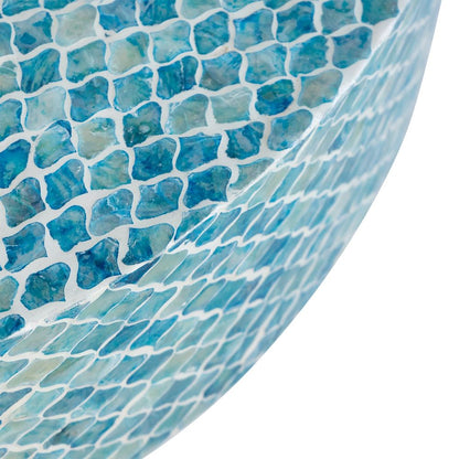 Capiz Coffee Table blue turquoise mosaic capiz tiles on pedestal base on Tampa Home & Garden Store