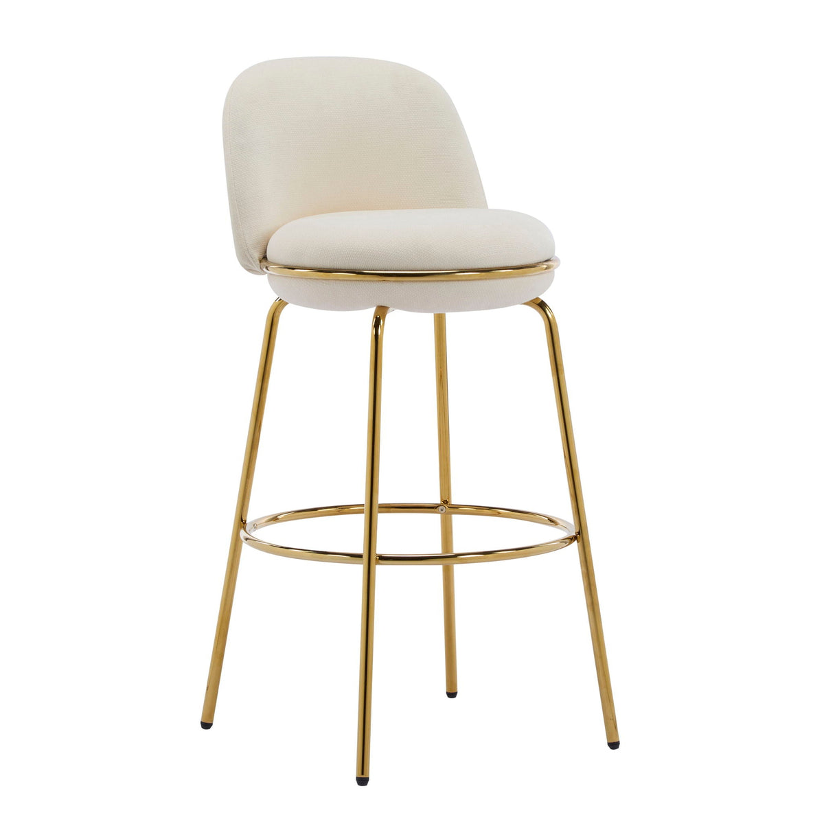 Rio Claro upholstered barstool set of 2 beige fabric with gold metal legs on Tampa Home & Garden Store